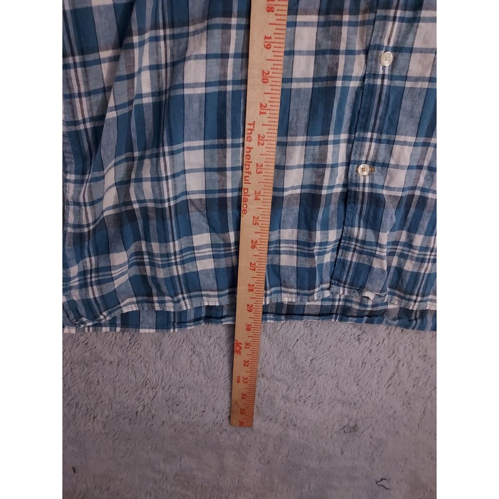 Barbour Shirt Mens Large Blue Plaid Lightweight Cotton Regular Fit Designer L - Picture 7 of 9